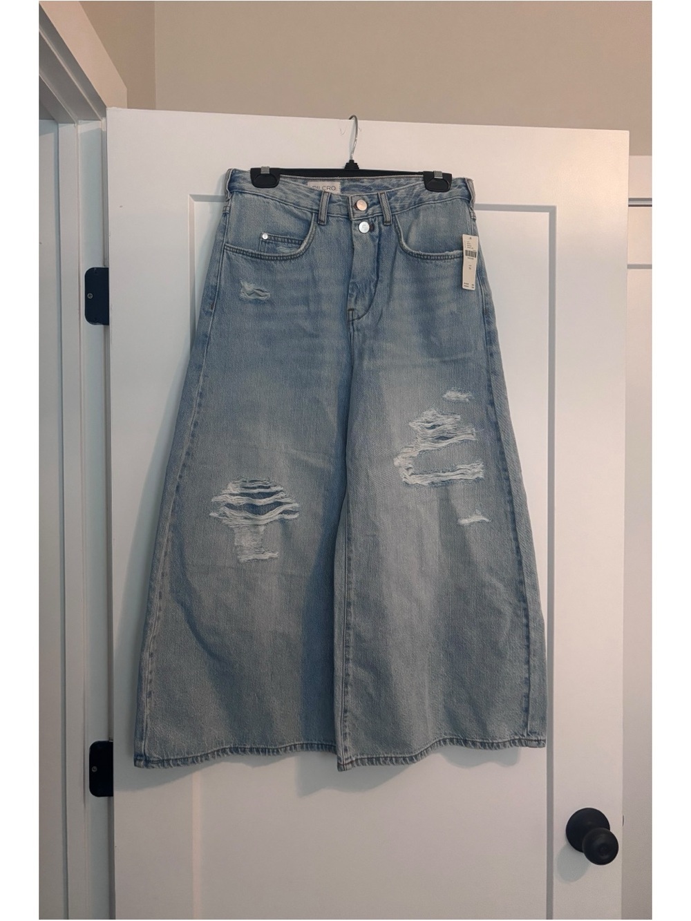 Pilcro Lyra High-Rise Crop Wide-Leg Distressed Jeans size 26 - Picture 4 of 4
